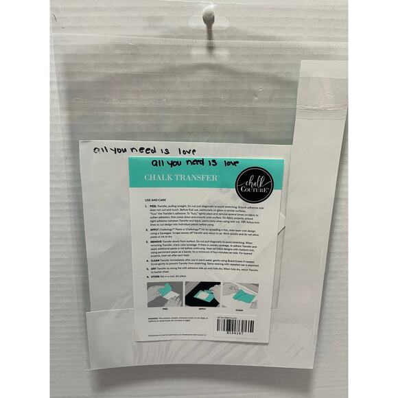 Chalk Couture All You Need Is Love 8.5 x 11 Reusable Transfer - Picture 5 of 6